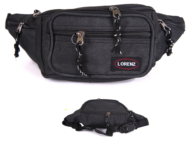 (image for) 2512 BLACK bumbag with 2 top zips & 2 front zips 1 EA